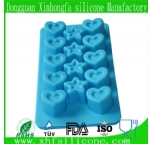 star with heart shape silicone ice cube tray